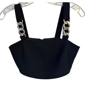 The One by Lichi German Atelier Black & Silver Chain Strap Crop Top - Size XS